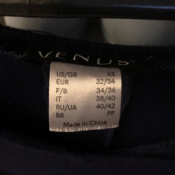 Venus size XS navy blue long sleeve shirt with back tie - Picture 3 of 4